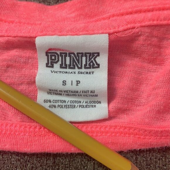 PINK long sleeve tee shirt open back size small EUC - Picture 3 of 3